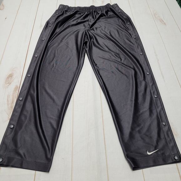 Vintage Nike tear away snap leg black straight track pants Y2k - Picture 1 of 8